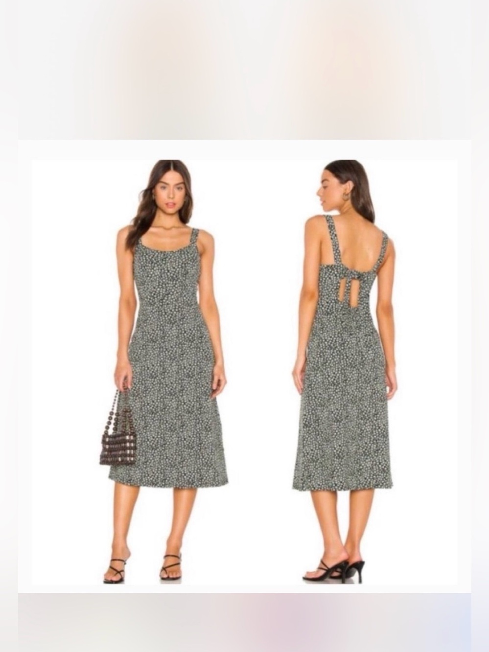 Free People Black and White Floral Print Midi Dress